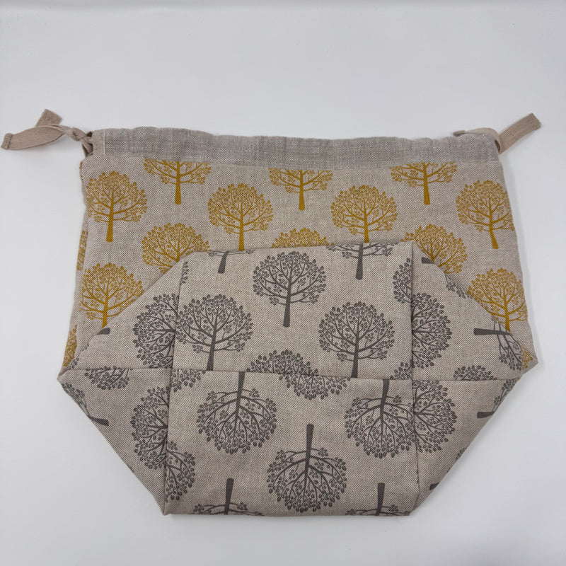 Into the Woods Project Bag – Large (Natural/Mustard Trees with Natural/Grey Trees Base)