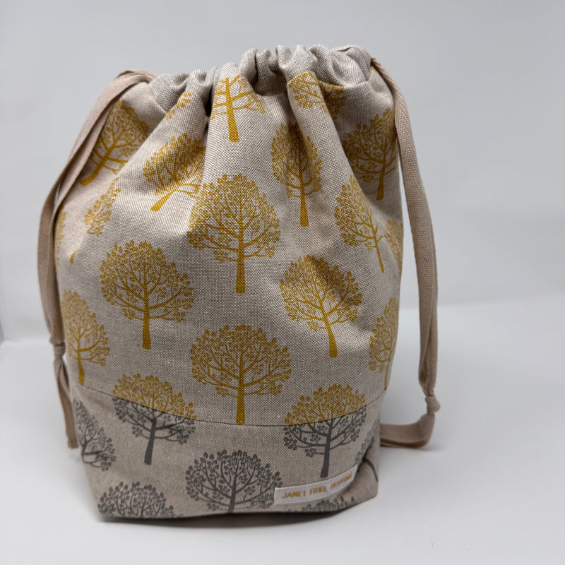 Into the Woods Project Bag – Large (Natural/Mustard Trees with Natural/Grey Trees Base)