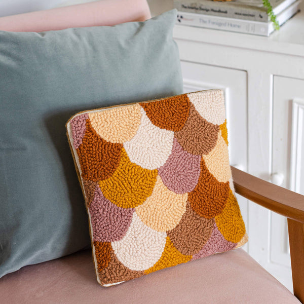 Autumnal Scallop punch needle cushion kit by Whole Punching