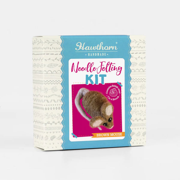 Brown Mouse Brooch Needle Felting Kit