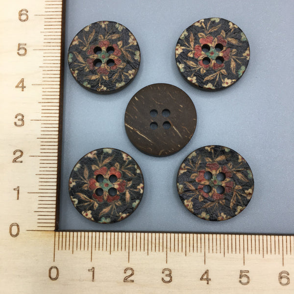 Painted Flowers Design Button B024